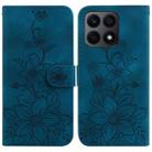 For Honor X8a Lily Embossed Leather Phone Case(Dark Blue) - 1