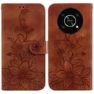 For Honor X9 Lily Embossed Leather Phone Case(Brown) - 1