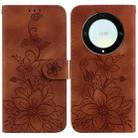 For Honor X9a Lily Embossed Leather Phone Case(Brown) - 1