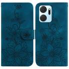 For Honor X7a Lily Embossed Leather Phone Case(Dark Blue) - 1