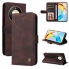 For Honor X50 Skin Feel Life Tree Metal Button Leather Phone Case(Brown) - 1