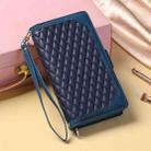 For iPhone 16 Pro Max Grid Texture Zipper Leather Phone Case with Lanyard(Blue) - 2