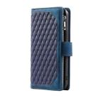 For iPhone 16 Pro Max Grid Texture Zipper Leather Phone Case with Lanyard(Blue) - 3