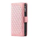 For iPhone 16 Pro Max Grid Texture Zipper Leather Phone Case with Lanyard(Rose Gold) - 3