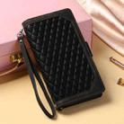 For iPhone 16 Pro Grid Texture Zipper Leather Phone Case with Lanyard(Black) - 2