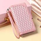 For iPhone 16 Pro Grid Texture Zipper Leather Phone Case with Lanyard(Rose Gold) - 2