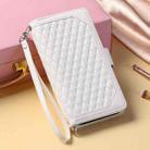 For iPhone 16 Pro Grid Texture Zipper Leather Phone Case with Lanyard(White) - 2