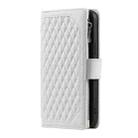 For iPhone 16 Pro Grid Texture Zipper Leather Phone Case with Lanyard(White) - 3