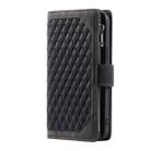 For iPhone 16 Plus Grid Texture Zipper Leather Phone Case with Lanyard(Black) - 3