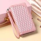 For iPhone 16 Plus Grid Texture Zipper Leather Phone Case with Lanyard(Rose Gold) - 2