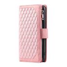 For iPhone 16 Plus Grid Texture Zipper Leather Phone Case with Lanyard(Rose Gold) - 3