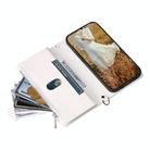 For iPhone 16e Grid Texture Zipper Leather Phone Case with Lanyard(White) - 3