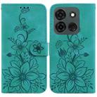 For Infinix Smart 7 India / Smart 7 Plus Lily Embossed Leather Phone Case(Green) - 1