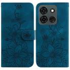 For Infinix Smart 7 India / Smart 7 Plus Lily Embossed Leather Phone Case(Dark Blue) - 1