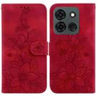 For Infinix Smart 7 India / Smart 7 Plus Lily Embossed Leather Phone Case(Red) - 1