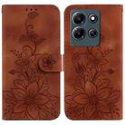 For Infinix Note 30i Lily Embossed Leather Phone Case(Brown) - 1