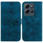 For Infinix Note 30i Lily Embossed Leather Phone Case(Dark Blue) - 1