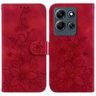 For Infinix Note 30i Lily Embossed Leather Phone Case(Red) - 1