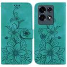 For Infinix Note 30 Lily Embossed Leather Phone Case(Green) - 1