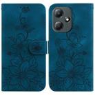 For Infinix Hot 30 Play / X6835 Lily Embossed Leather Phone Case(Dark Blue) - 1