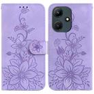 For Infinix Hot 30i / X669C Lily Embossed Leather Phone Case(Purple) - 1