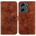 For Infinix Hot 30 Lily Embossed Leather Phone Case(Brown) - 1