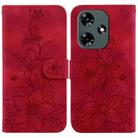 For Infinix Hot 30 Lily Embossed Leather Phone Case(Red) - 1