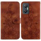 For Infinix Hot 20 5G Lily Embossed Leather Phone Case(Brown) - 1