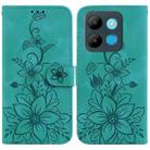 For Infinix Smart 7 African / X6515 Lily Embossed Leather Phone Case(Green) - 1