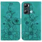 For Infinix Hot 20i Lily Embossed Leather Phone Case(Green) - 1