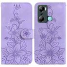 For Infinix Hot 20i Lily Embossed Leather Phone Case(Purple) - 1