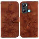 For Infinix Hot 20i Lily Embossed Leather Phone Case(Brown) - 1
