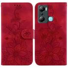 For Infinix Hot 20i Lily Embossed Leather Phone Case(Red) - 1