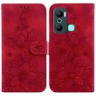 For Infinix Hot 20 Play Lily Embossed Leather Phone Case(Red) - 1