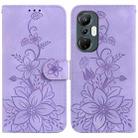 For Infinix Hot 20S Lily Embossed Leather Phone Case(Purple) - 1