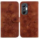 For Infinix Hot 20S Lily Embossed Leather Phone Case(Brown) - 1
