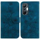 For Infinix Hot 20S Lily Embossed Leather Phone Case(Dark Blue) - 1