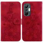 For Infinix Hot 20S Lily Embossed Leather Phone Case(Red) - 1