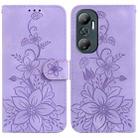 For Infinix Hot 20 Lily Embossed Leather Phone Case(Purple) - 1