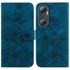 For Infinix Hot 20 Lily Embossed Leather Phone Case(Dark Blue) - 1
