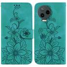 For Infinix Note 12 Pro 4G / Note 12 2023 Lily Embossed Leather Phone Case(Green) - 1