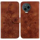 For Infinix Note 12 Pro 4G / Note 12 2023 Lily Embossed Leather Phone Case(Brown) - 1