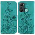 For Infinix Hot 12 Pro Lily Embossed Leather Phone Case(Green) - 1