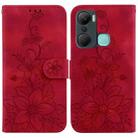 For Infinix Hot 12 Pro Lily Embossed Leather Phone Case(Red) - 1