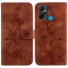 For Infinix Smart 6 Plus Lily Embossed Leather Phone Case(Brown) - 1