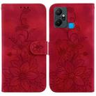 For Infinix Smart 6 Plus Lily Embossed Leather Phone Case(Red) - 1
