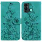 For Infinix Hot 12 Play Lily Embossed Leather Phone Case(Green) - 1