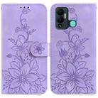 For Infinix Hot 12 Play Lily Embossed Leather Phone Case(Purple) - 1