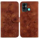 For Infinix Hot 12 Play Lily Embossed Leather Phone Case(Brown) - 1