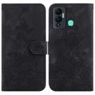 For Infinix Hot 12 Play Lily Embossed Leather Phone Case(Black) - 1
